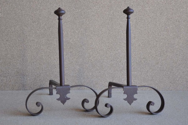 Accessoires de Cheminée anciens Chenets 52 x 24 cm par 57,5
